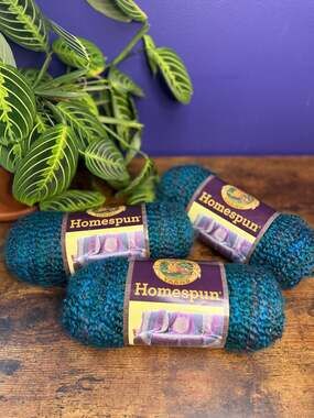 Discontinued Lot 3 Lion Brand Homespun Yarn 404 Lagoon, Bulky 5, 185 Yards Each